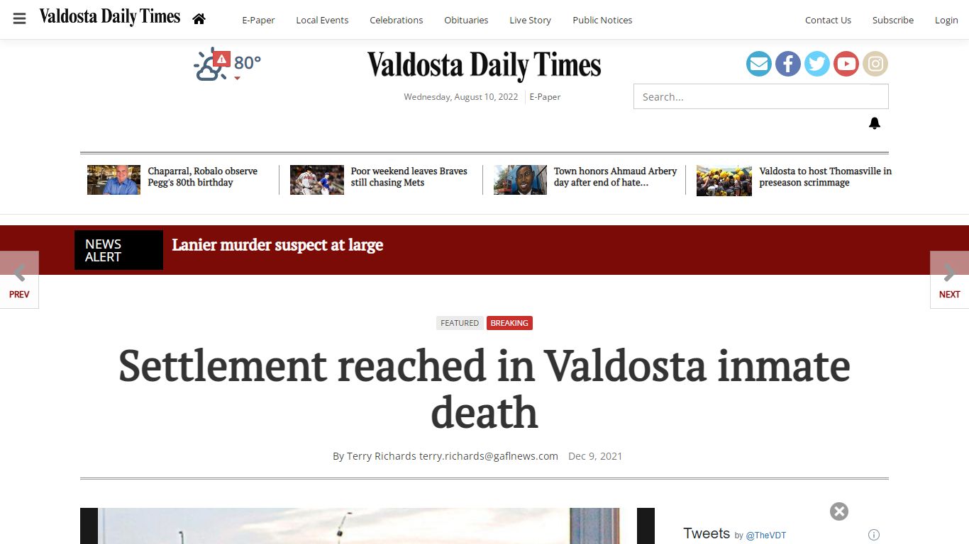 Settlement reached in Valdosta inmate death | Local News ...